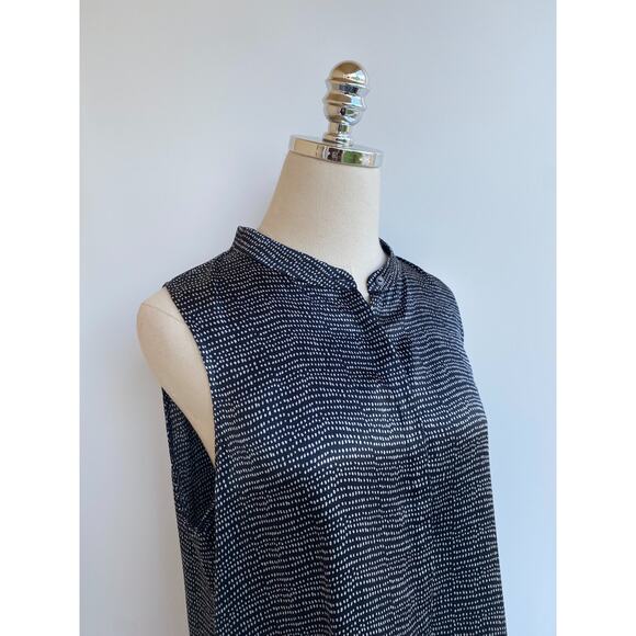 EILEEN FISHER Dress Silk Polka Dot Shift Tank Sleeveless Black sz M - Picture 3 of 8